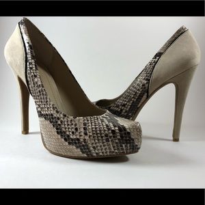 BCBG Python Print Heels